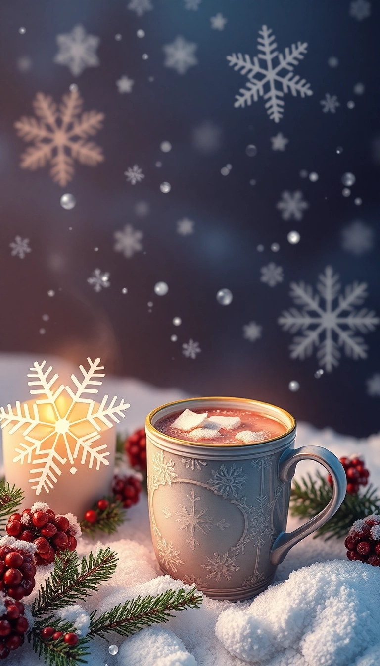 snowflakes and hot cocoa